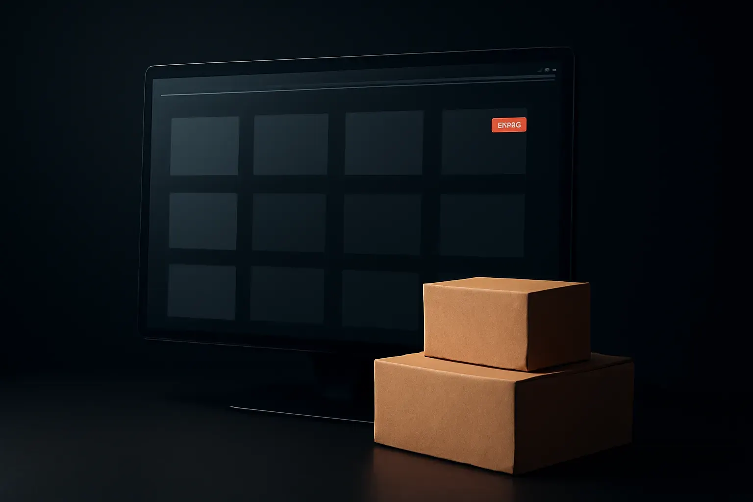 A storefront’s product and checkout screens shown on a dark canvas.